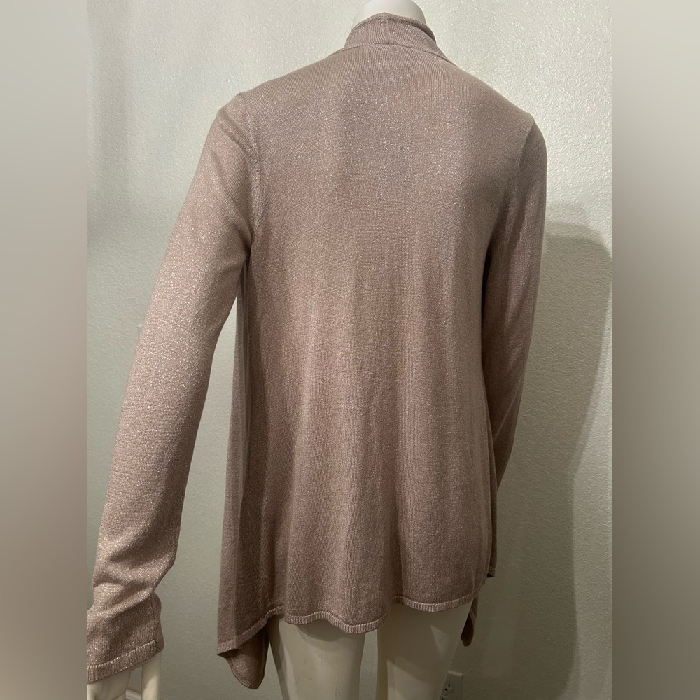 White House Black Market Shimmering Soft Pink Open Cardigan - Picture 4 of 4